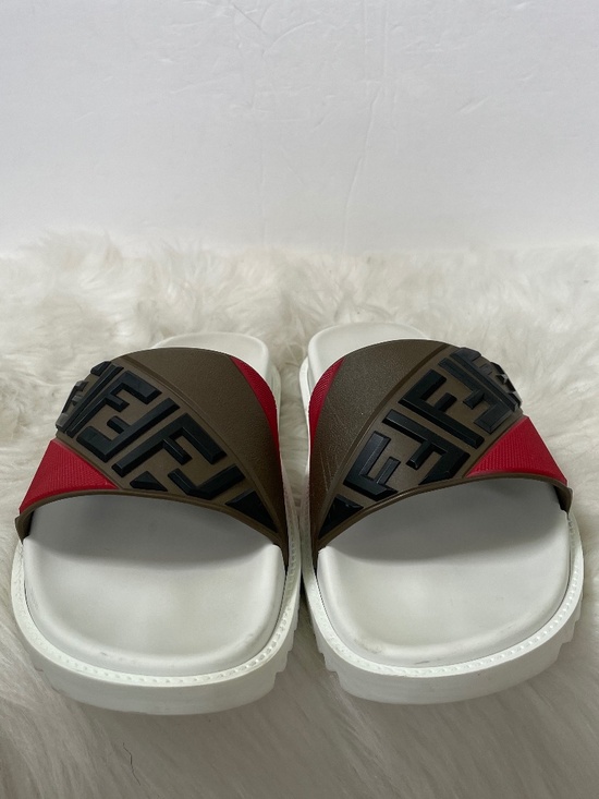 Fendi Authentic Roma Men\'s Red Brown White Slide Sandals Size 7 main image 8